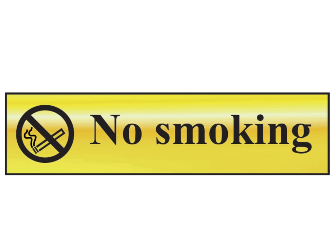 Scan No Smoking - Polished Brass Effect 200 x 50mm 6000