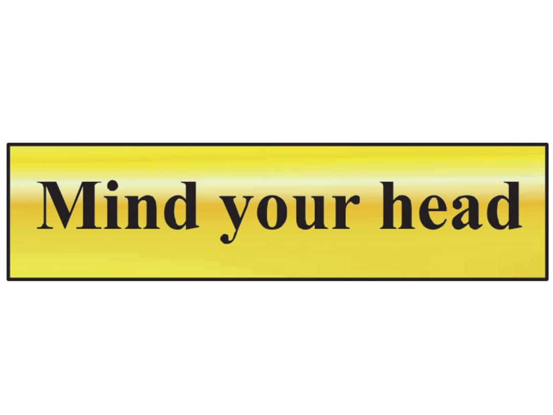 Scan Mind Your Head - Polished Brass Effect 200 x 50mm 6030