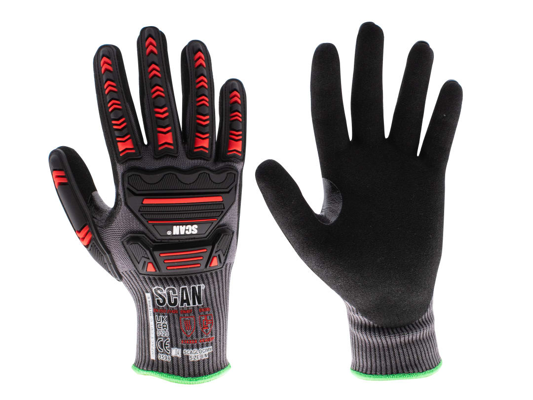 Scan Nitrile Palm Impact Cut D Gloves - L (Size 9) NJC3266DQS