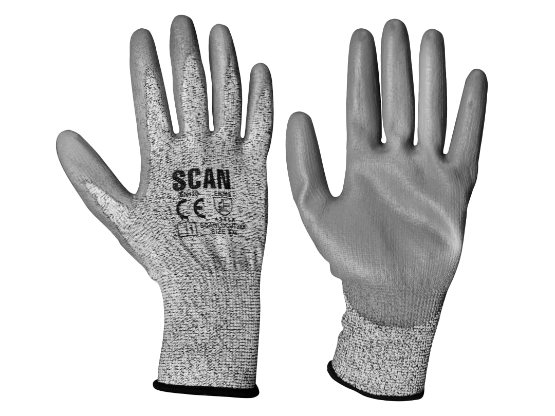 Scan Grey PU Coated Cut 3 Gloves - XXL (Size 11) H3101-3