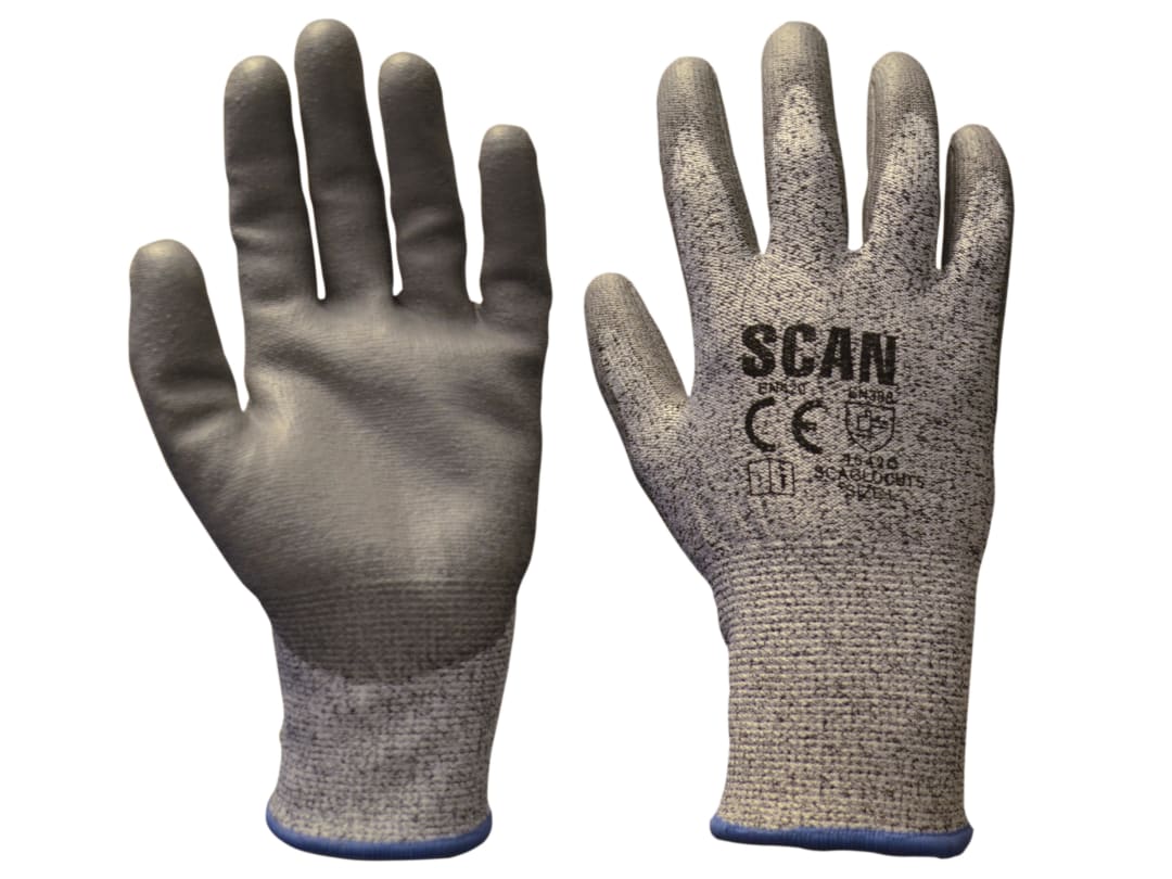 Scan Grey PU Coated Cut 5 Gloves - XXL (Size 11) H3101-5