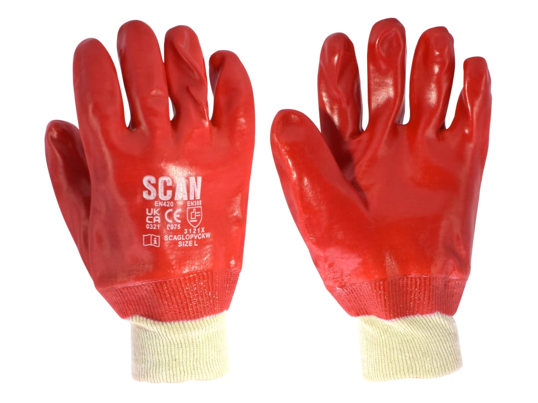 Scan PVC Knitwrist Gloves - L (Size 9) 5002