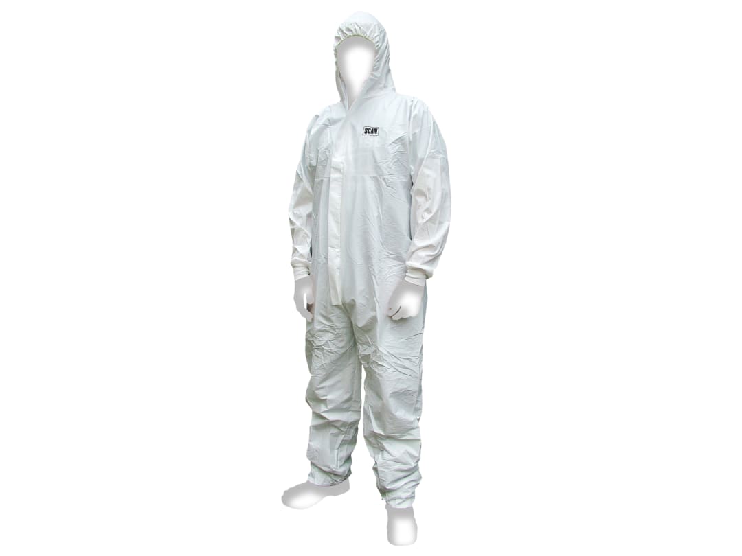 Scan Chemical Splash Resistant Disposable Coverall White Type 5/6 M (36-39in) 2503 MEDIUM