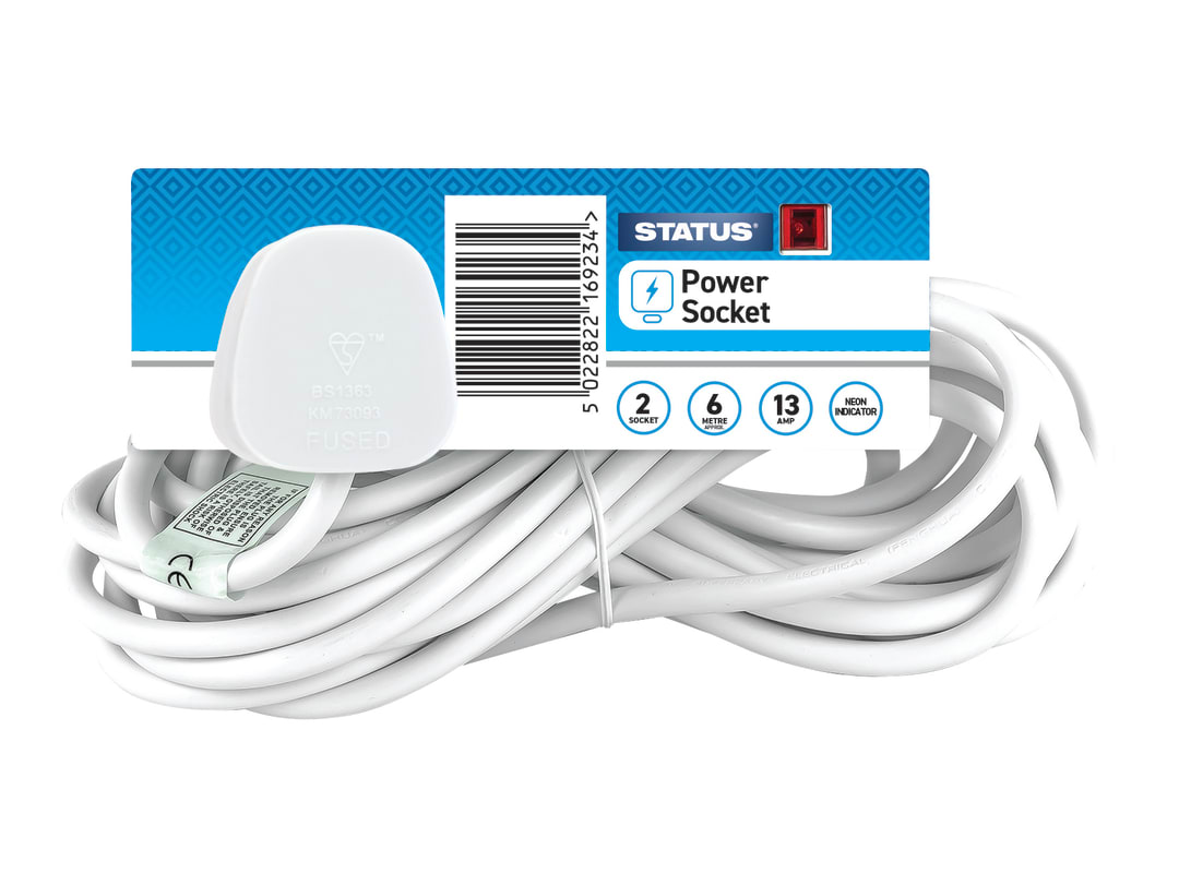 STATUS® Extension Lead 240V 2-Gang 13A White 6m S2W6MS8