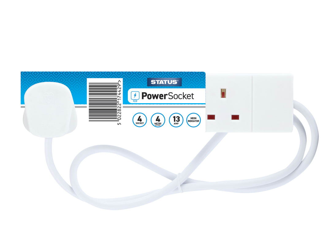 STATUS® Extension Lead 240V 4-Gang 13A White 4m S4W4MS6