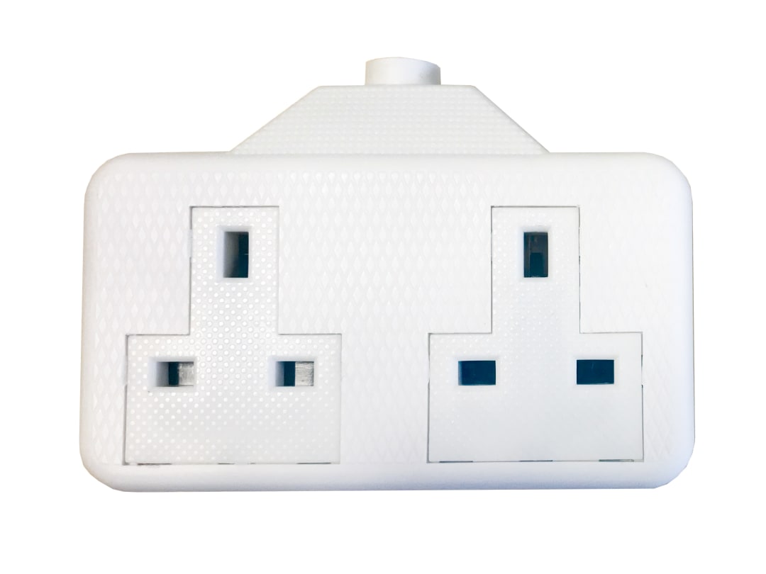 SMJ White Trailing Extension Socket 13A 2-Gang RTS2GW