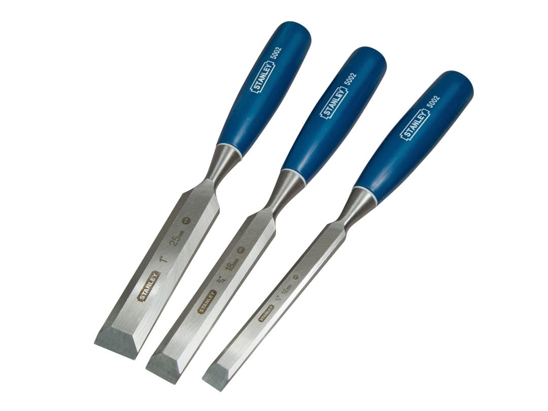 STANLEY® Hand Tools 5002 Bevel Edge Chisel Set, 3 Piece 0-16-128