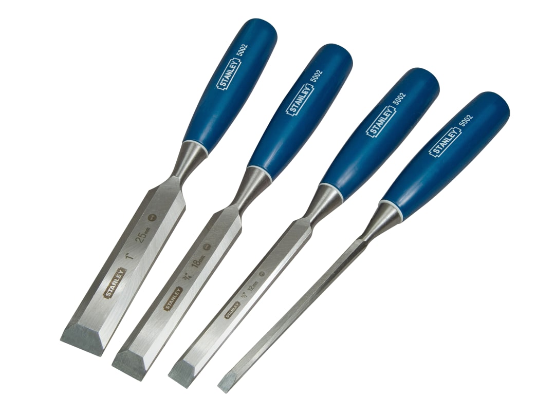 STANLEY® Hand Tools 5002 Bevel Edge Chisel Set, 4 Piece 0-16-129