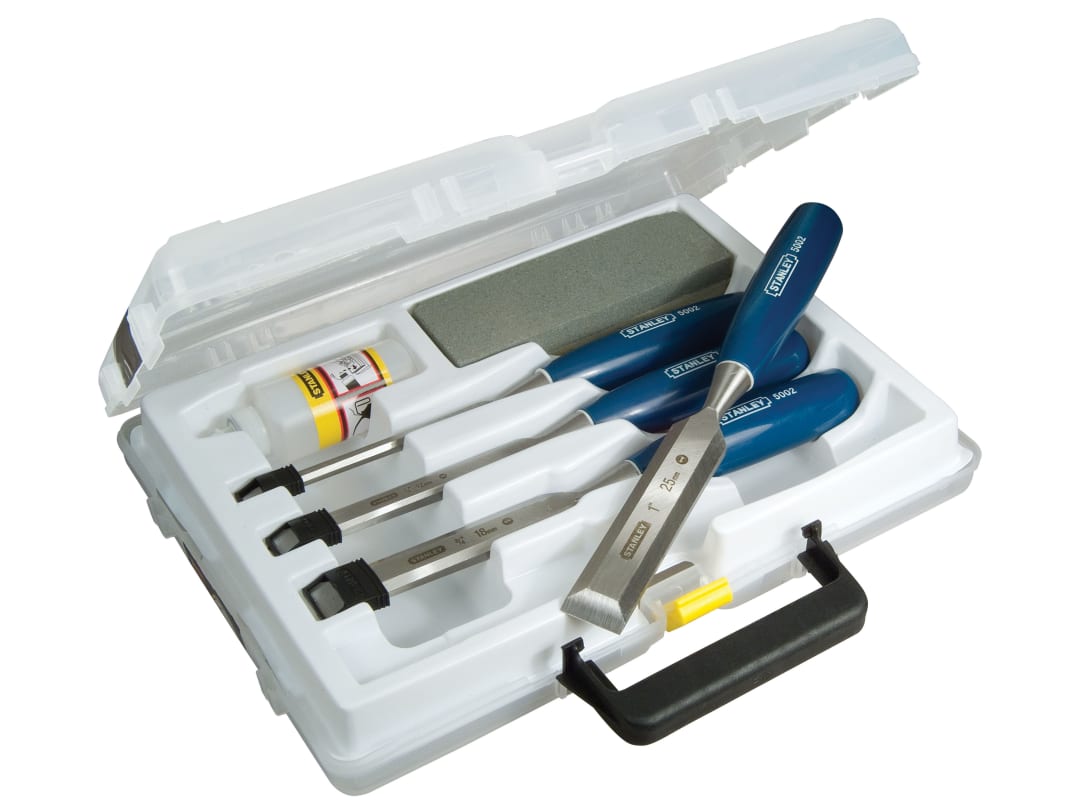 STANLEY® Hand Tools 5002 Bevel Edge Chisel & Oilstone Set, 6 Piece 0-16-130