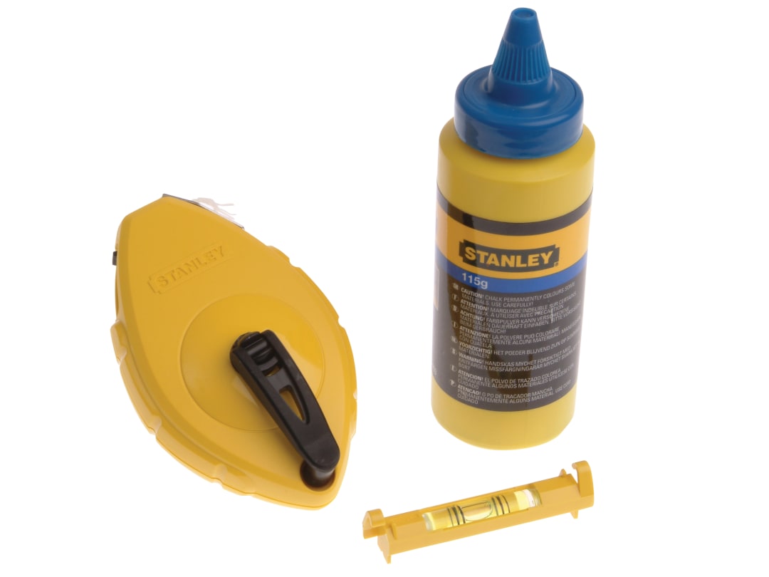 STANLEY® Hand Tools Chalk Line 30m, Blue Chalk & Level 0-47-443