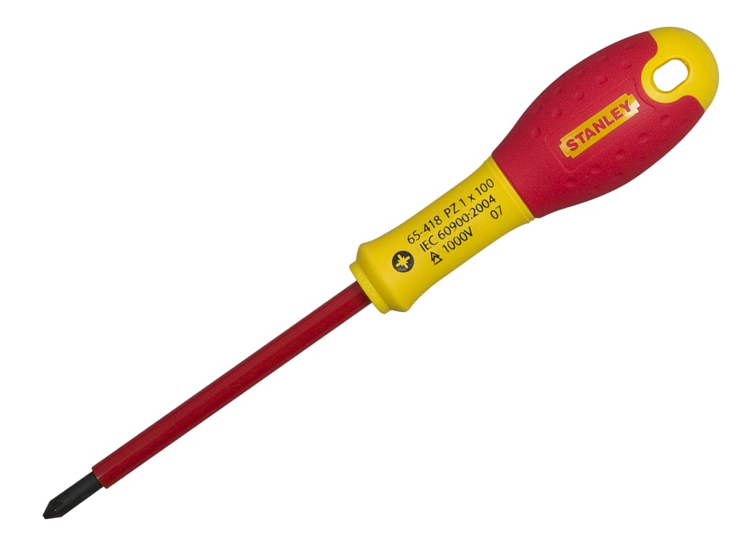 STANLEY® Hand Tools FatMax® VDE Insulated Screwdriver Pozidriv Tip PZ0 x 75mm 0-65-417