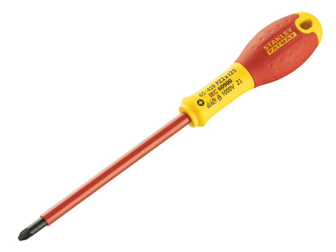 STANLEY® Hand Tools FatMax® VDE Insulated Screwdriver Pozidriv Tip PZ2 x 125mm 0-65-419
