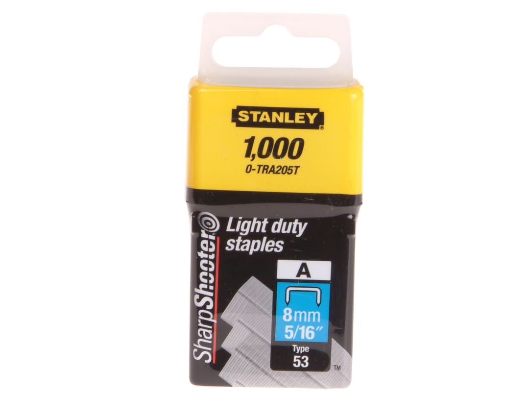 STANLEY® Hand Tools TRA2 Light-Duty Staple 8mm TRA205T (Pack 1000) 0-TRA205T