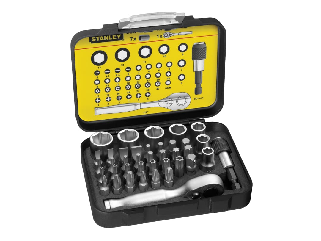 STANLEY® Hand Tools 1/4in Drive Ratchet, Bit & Socket Set, 39 Piece 1-13-906