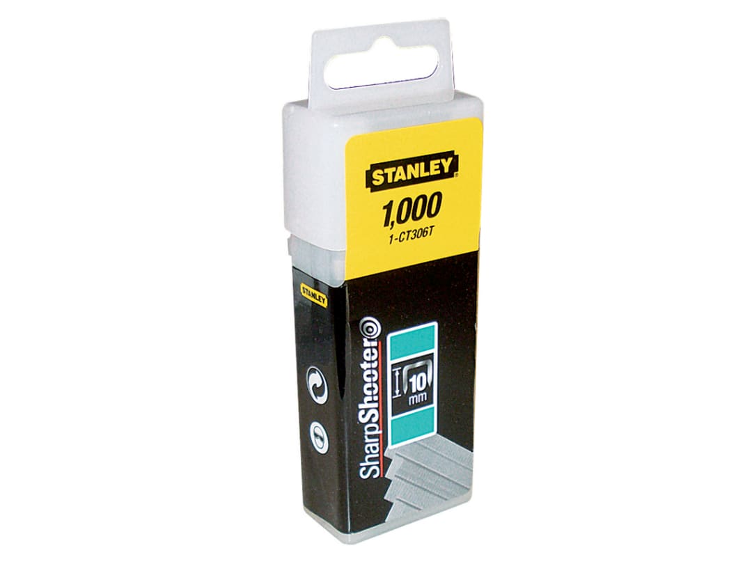 STANLEY® Hand Tools Flat Narrow Crown Staples 10mm CT306T (Pack 1000) 1-CT306T
