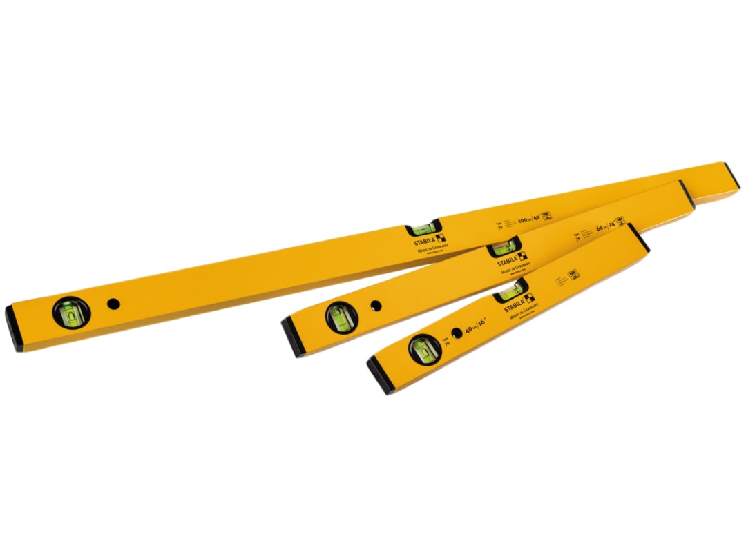 Stabila 70 Single Plumb Box Section Spirit Level Pack 40cm 60cm & 100cm 19819