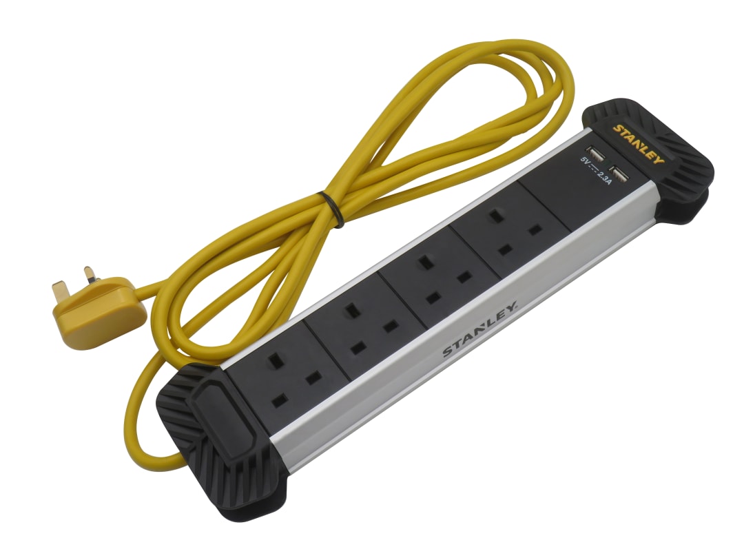 STANLEY® Electrical 4-Gang + 2 USB Powerboard with Cable Management 3m SXECFE2DHFE