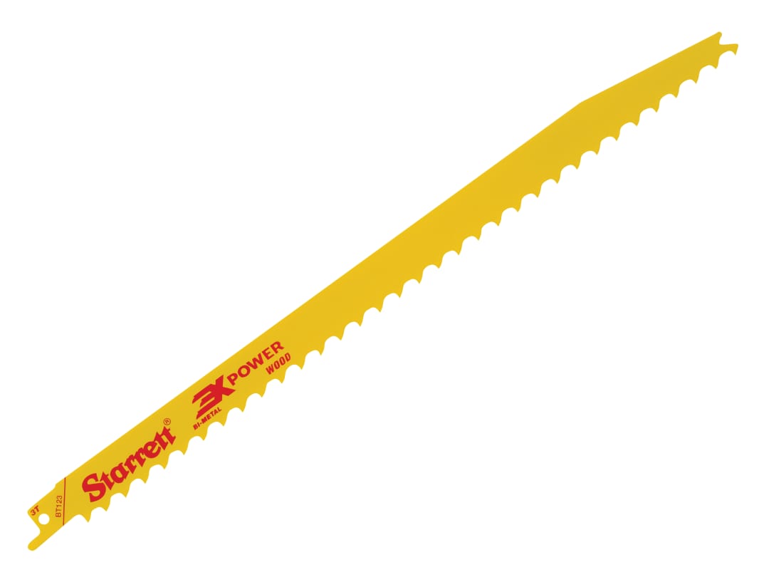 Starrett BT123-5 Bi-Metal Reciprocating Blade, Wood Tapered 300mm 3 TPI (Pack 5) BT123-5