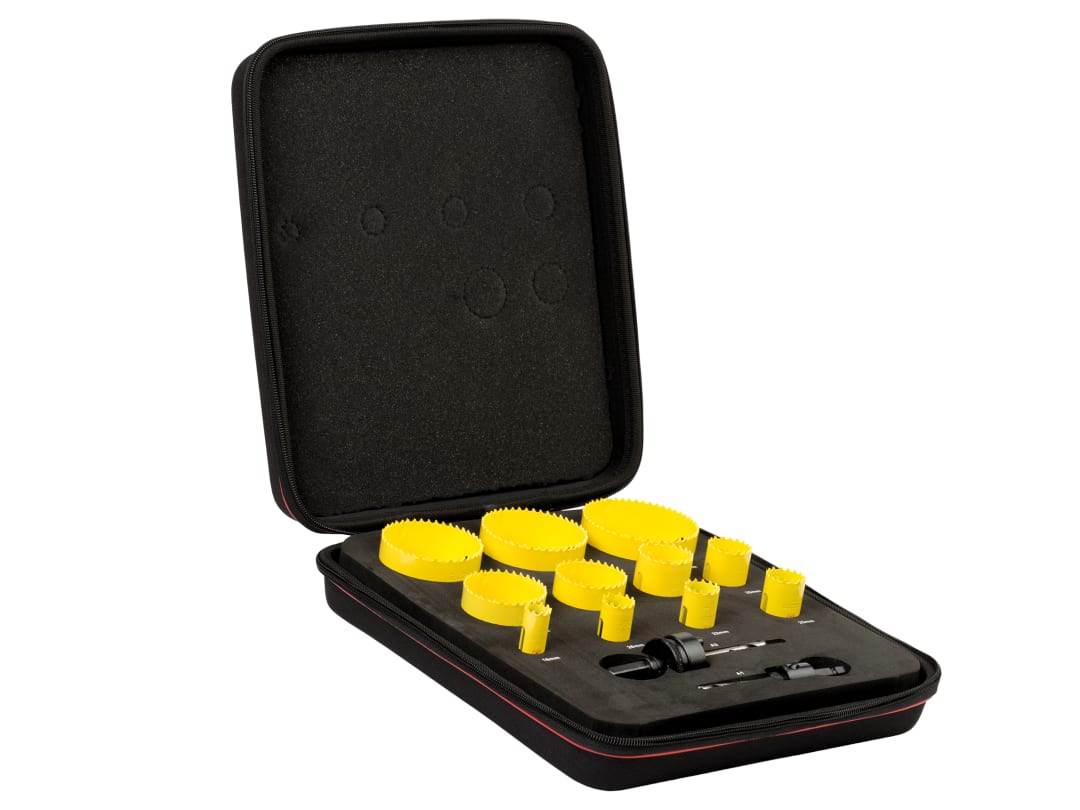 Starrett KFC11021 Fast Cut Bi-Metal Deluxe Electrician's Holesaw Kit, 13 Piece KFC11021