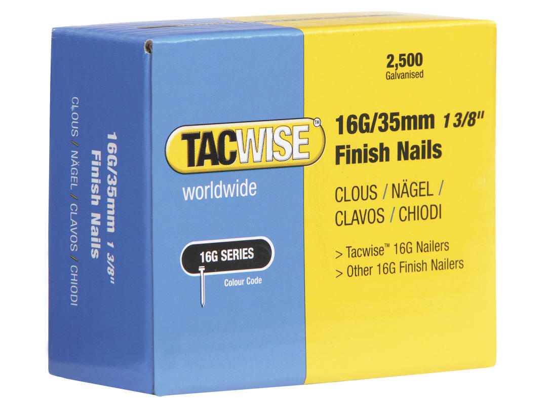 Tacwise 16 Gauge Straight Finish Nails 38mm (Pack 2500) 0296