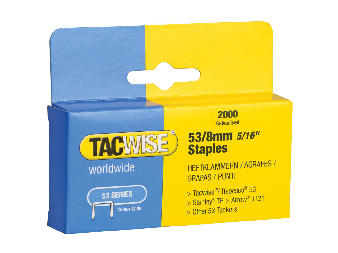 Tacwise 53 Light-Duty Staples 8mm (Type JT21 A) (Pack 2000) 0335