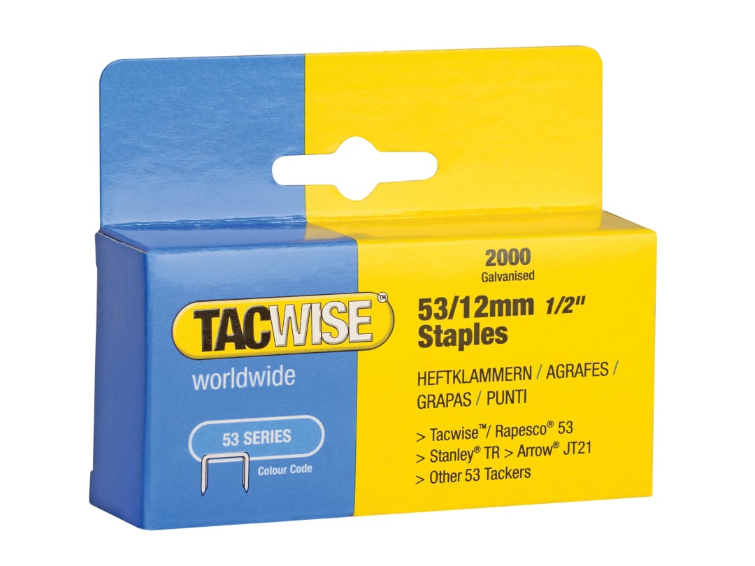 Tacwise 53 Light-Duty Staples 12mm (Type JT21 A) (Pack 2000) 0337