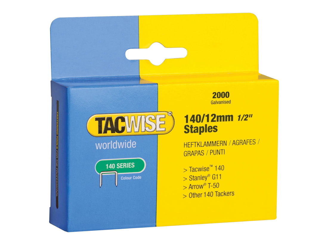 Tacwise 140 Heavy-Duty Staples 12mm (Type T50 G) (Pack 2000) 0348