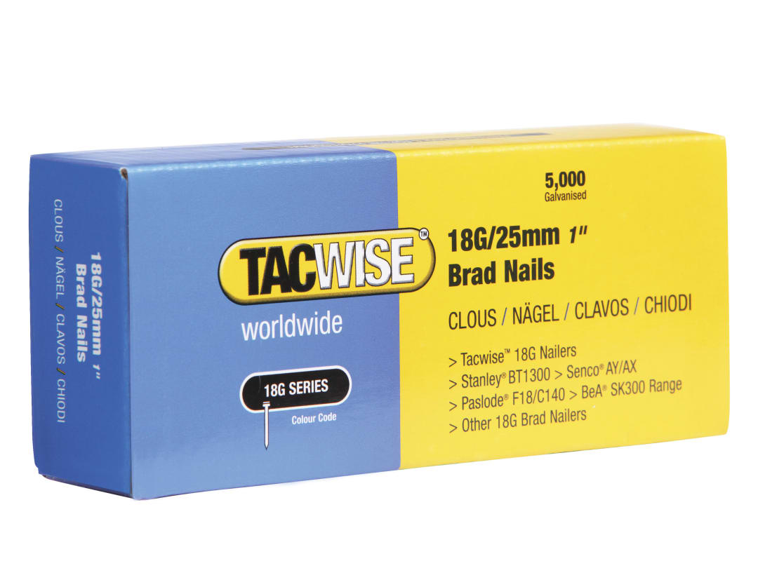 Tacwise 18 Gauge 25mm Brad Nails (Pack 5000) 0396