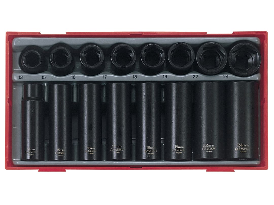 Teng TT9116 Regular/Deep Impact Socket Set, 16 Piece- 1/2in Drive TT9116