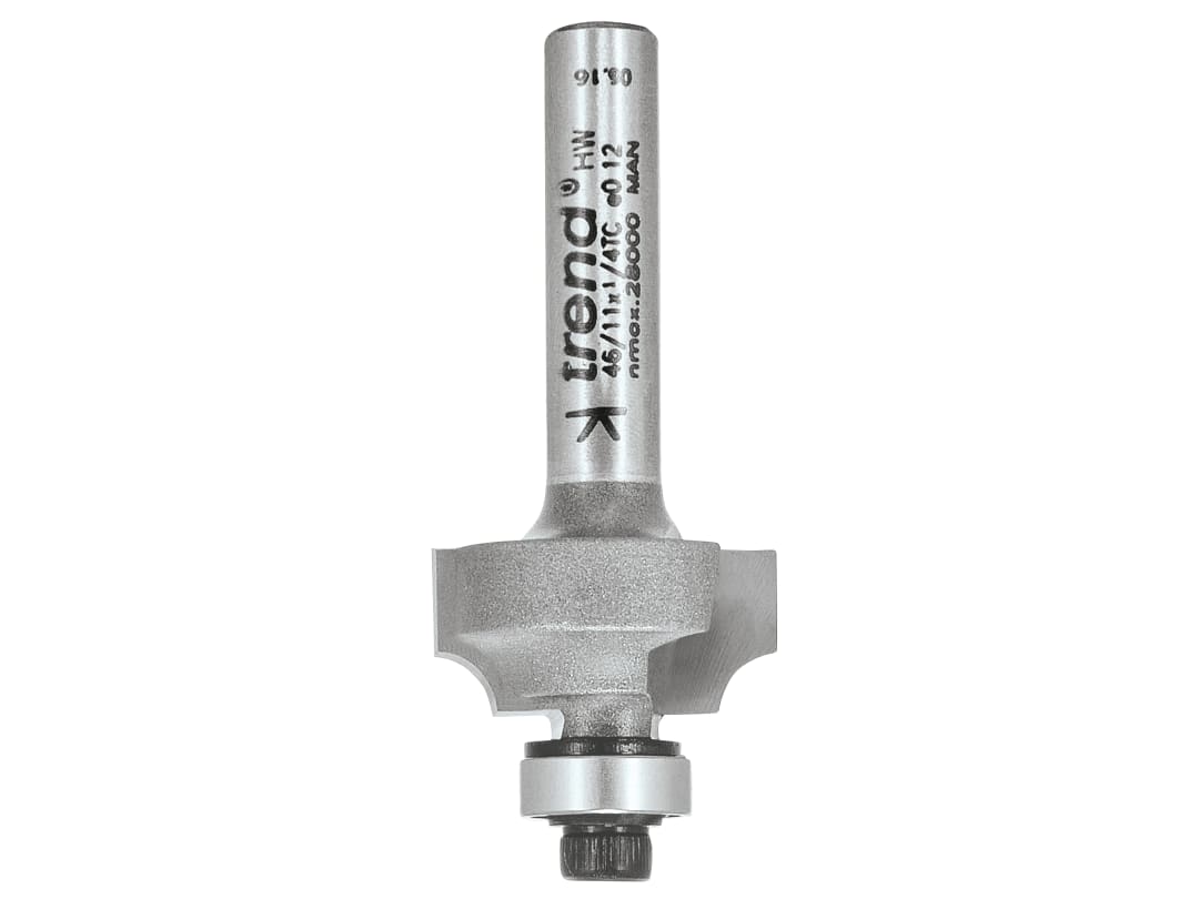 Trend 46/11 x 1/4 TCT Bearing Guided Ovolo & Round Over 3.2mm Radius 46/11X1/4TC