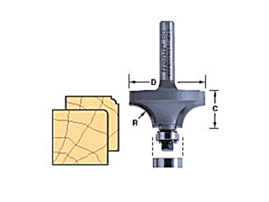 Trend 46/115 x 1/4 TCT Bearing Guided Ovolo & Round Over 1.6mm Radius 46/115X1/4TC