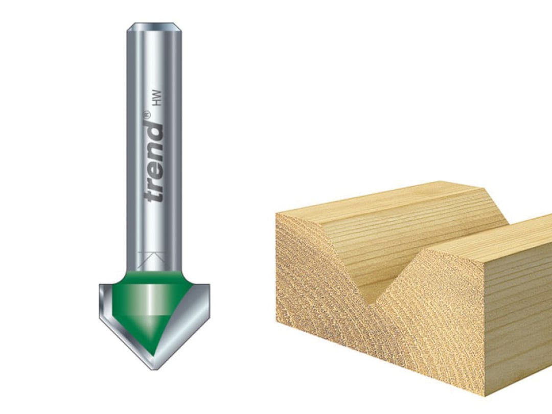 Trend C044 x 1/4 TCT CraftPro Chamfer V-Groove Cutter 45° 6.0 x 12.7mm C044X1/4TC