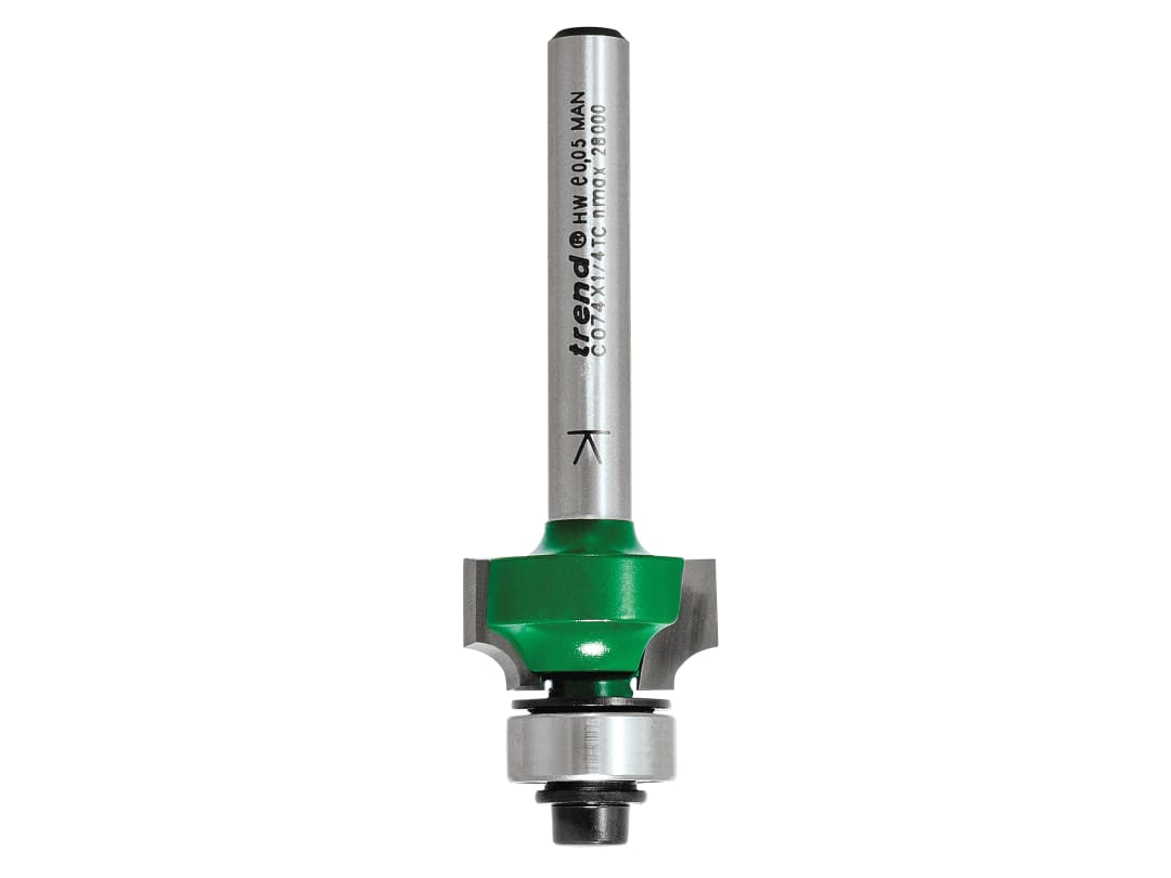 Trend C074 x 1/4 TC Round Over Two Flute Cutter 3.2 x 9.5mm C074X1/4TC