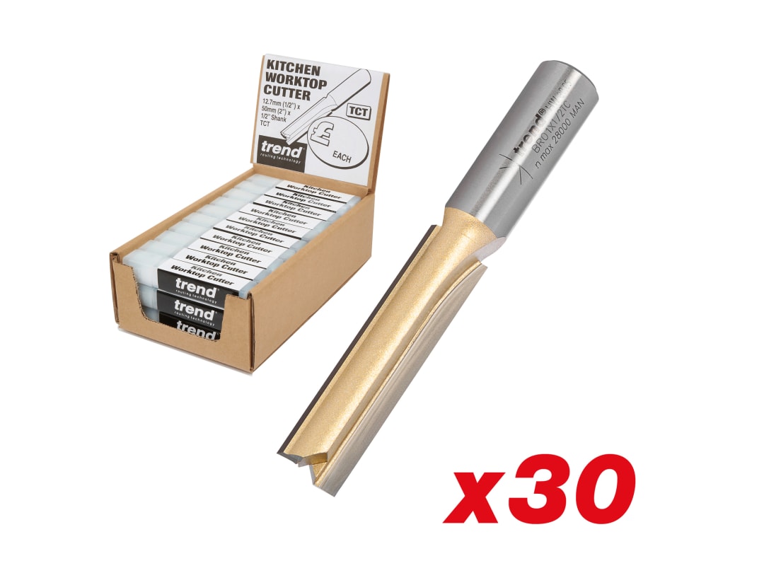 Trend BR01 1/2in 50mm Kitchen Worktop Cutter Display (30 Cutters) DEAL/BR01/30