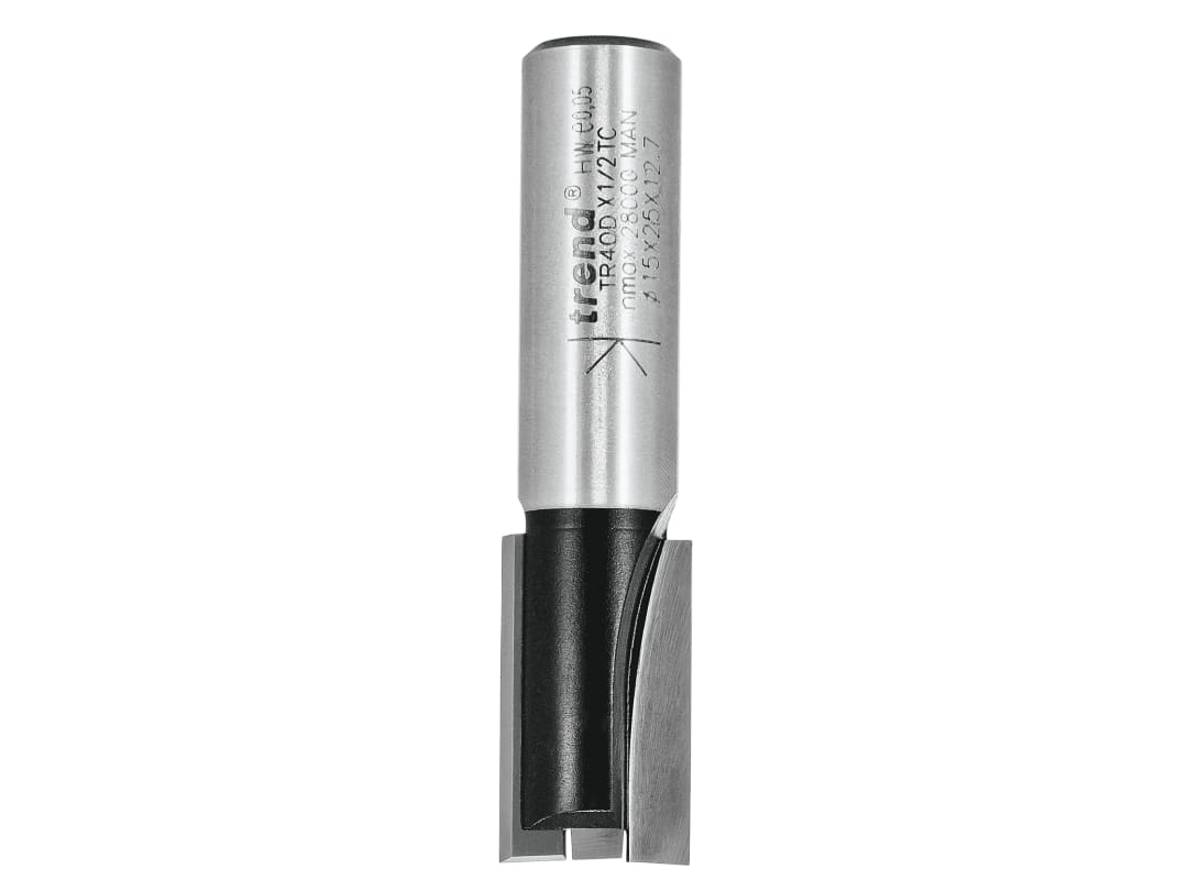 Trend TR40D x 1/2 TCT Two Flute Cutter Long Shank 15 x 25mm TR40DX1/2TC