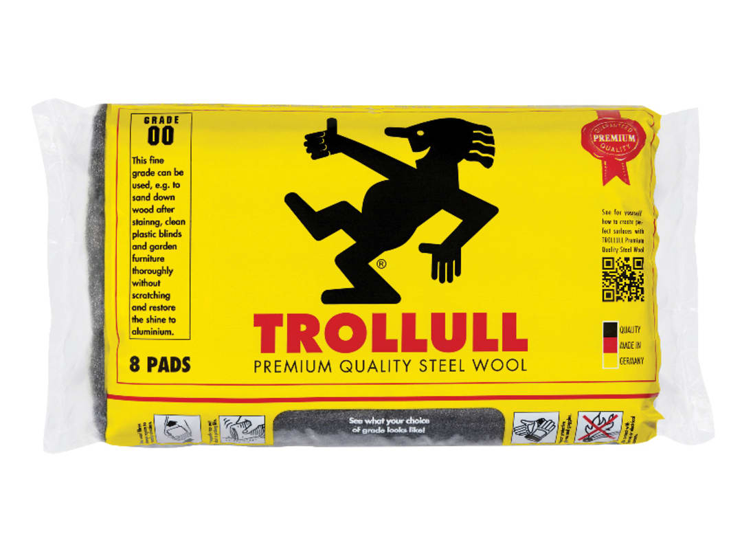 Trollull Extra Large Steel Wool Pads Grade 00 165g (Pack 8) TRL771274