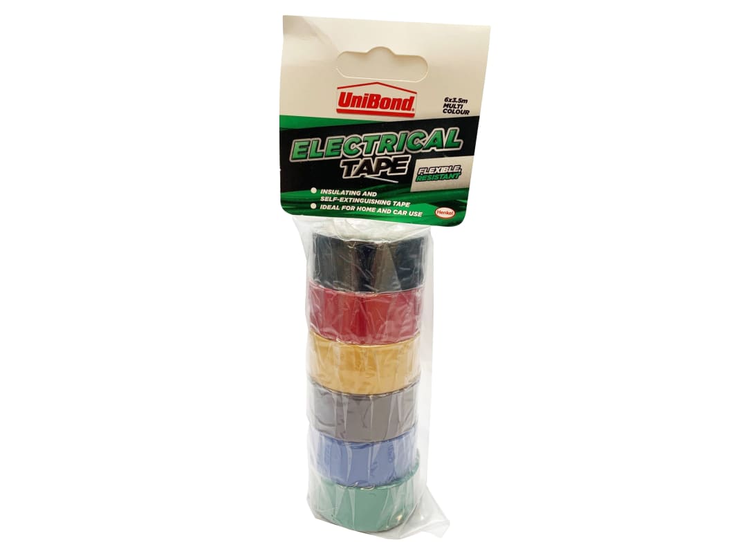 UniBond Electrical Tape (6 Colour Pack) 19mm x 3.5m 2675477