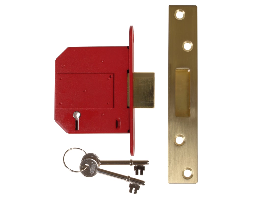 UNION StrongBOLT 2100S BS 5 Lever Mortice Deadlock 81mm 3in Satin Brass Box J2100S-PL-3.0