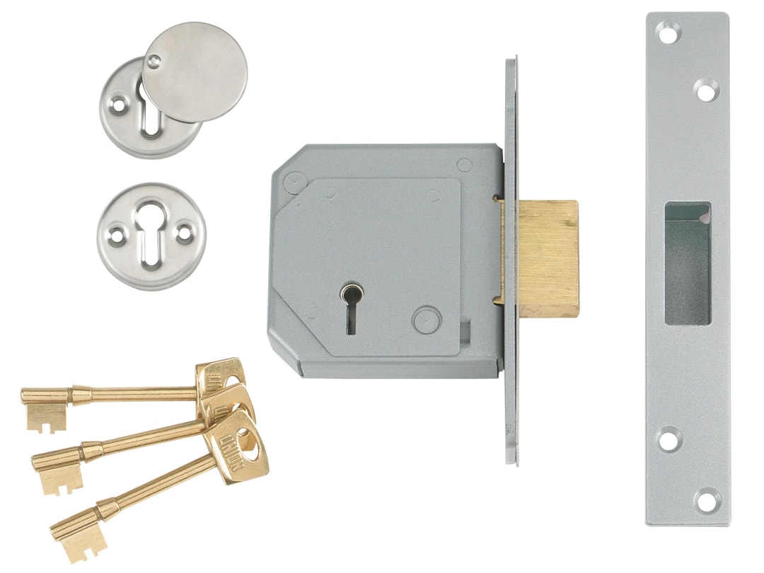 UNION 3G114E 5 Lever Mortice Deadlock C-Series 80mm 3in Satin Brass V-3G114E-PL-80