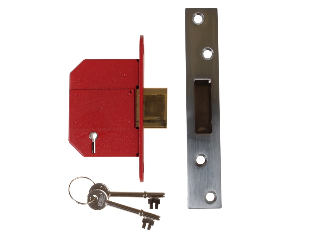 UNION StrongBOLT 2100S BS 5 Lever Mortice Deadlock 68mm 2.5in Satin Chrome Visi Y2100S-SC-2.5