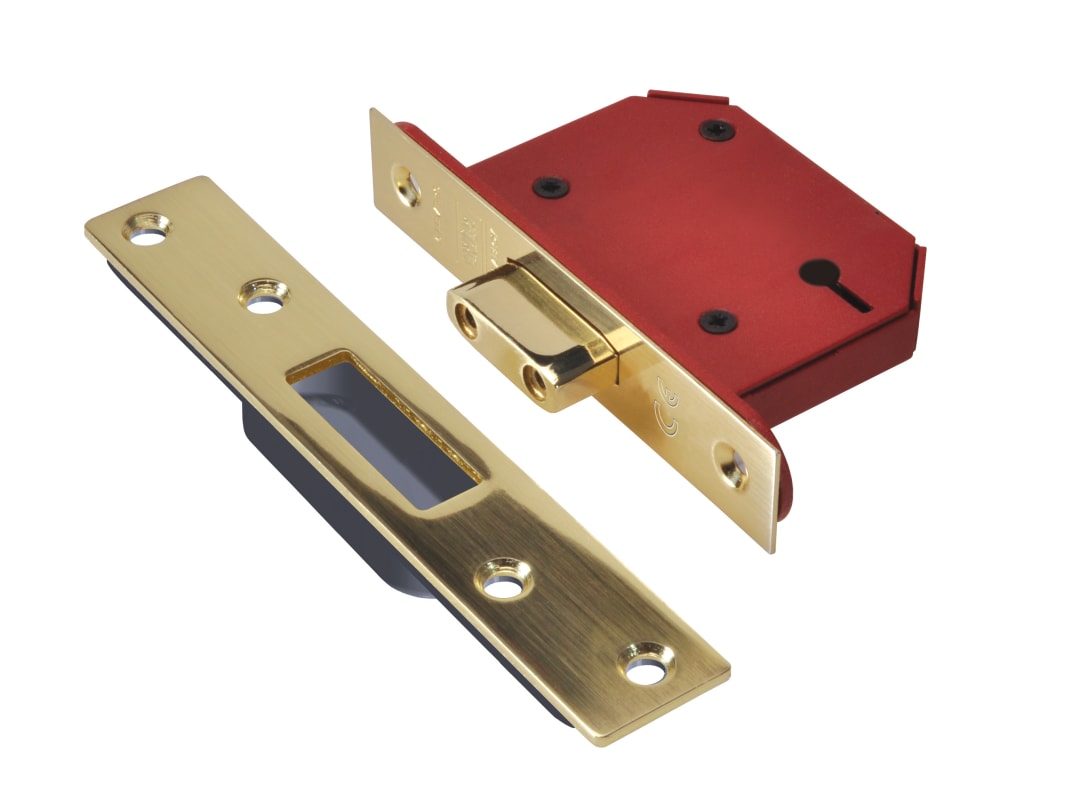 UNION StrongBOLT 2103S 3 Lever Mortice Deadlock Polished Brass 68mm 2.5in Visi Y2103S-PB-2.5