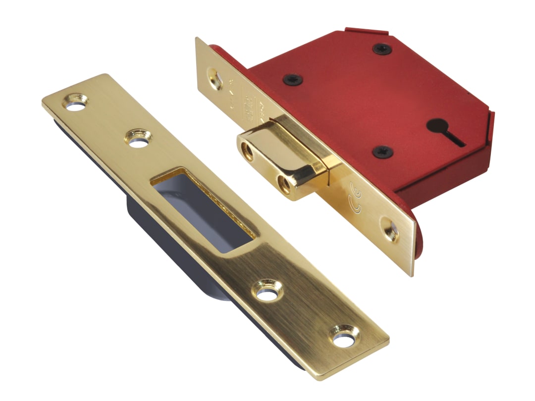 UNION StrongBOLT 2103S 3 Lever Mortice Deadlock Polished Brass 81mm 3in Visi Y2103S-PB-3.0