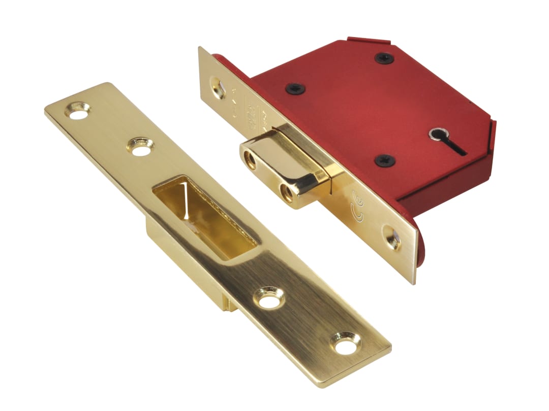 UNION StrongBOLT 2105S Polished Brass 5 Lever Mortice Deadlock 68mm 2.5in Visi Y2105S-PB-2.5
