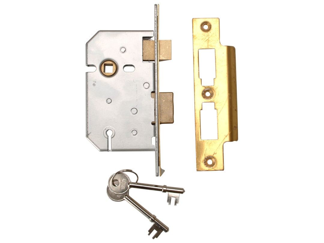 UNION 2277 3 Lever Mortice Sashlock Polished Brass 65mm 2.5in Visi Y2277-PL-2.50