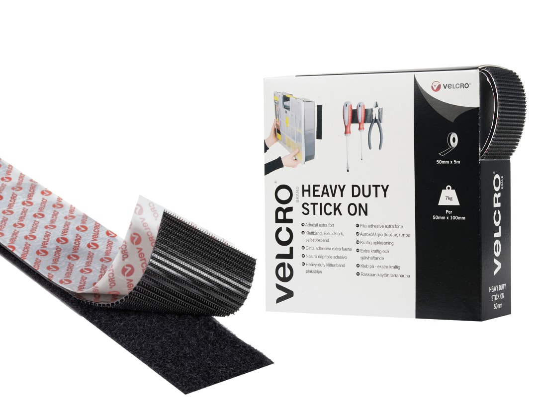 VELCRO® Brand VELCRO® Brand Heavy-Duty Stick On Tape 50mm x 5m Black 60243