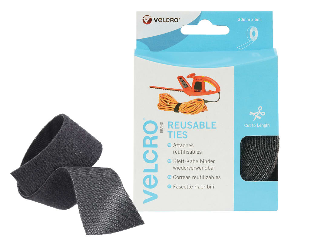 VELCRO® Brand Reusable Ties 30mm x 5m Black 60254 60254