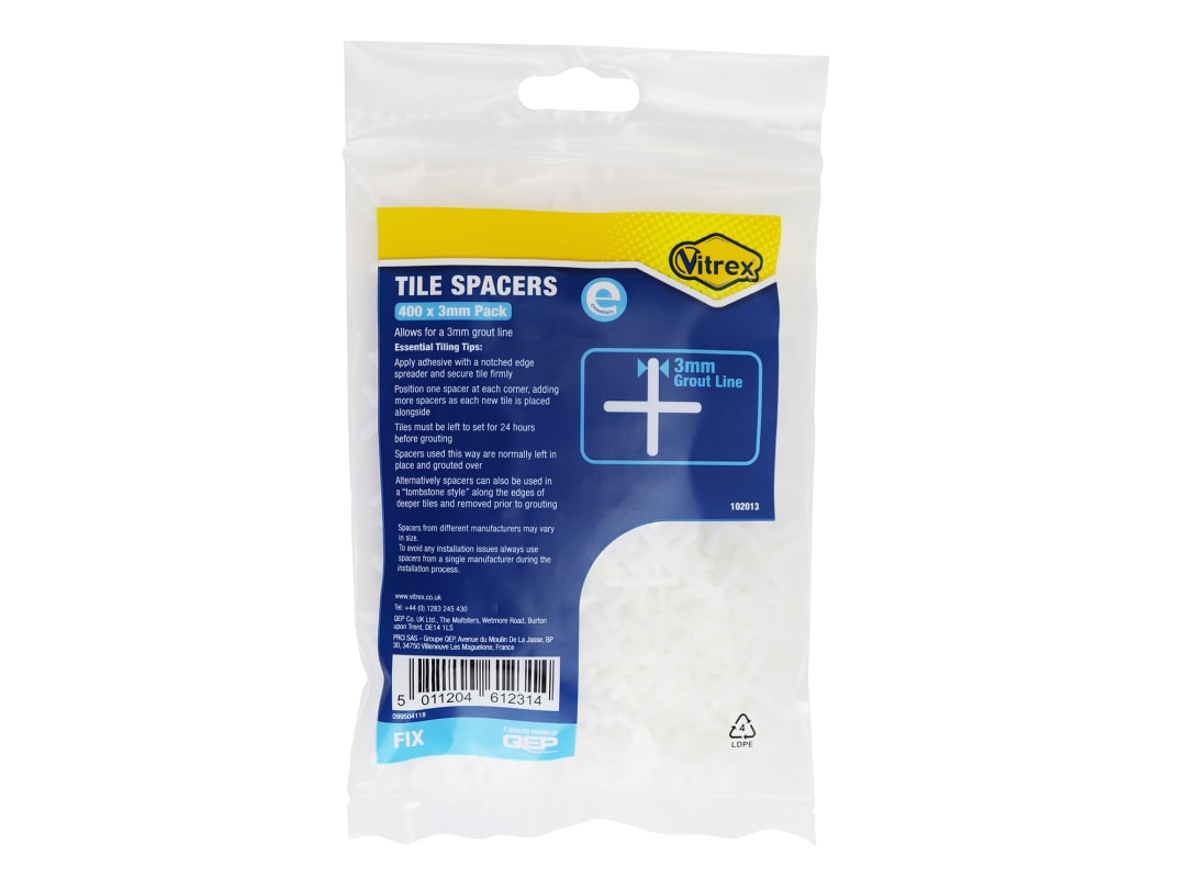 Vitrex Essential Tile Spacers 3mm (Pack 400) 102013