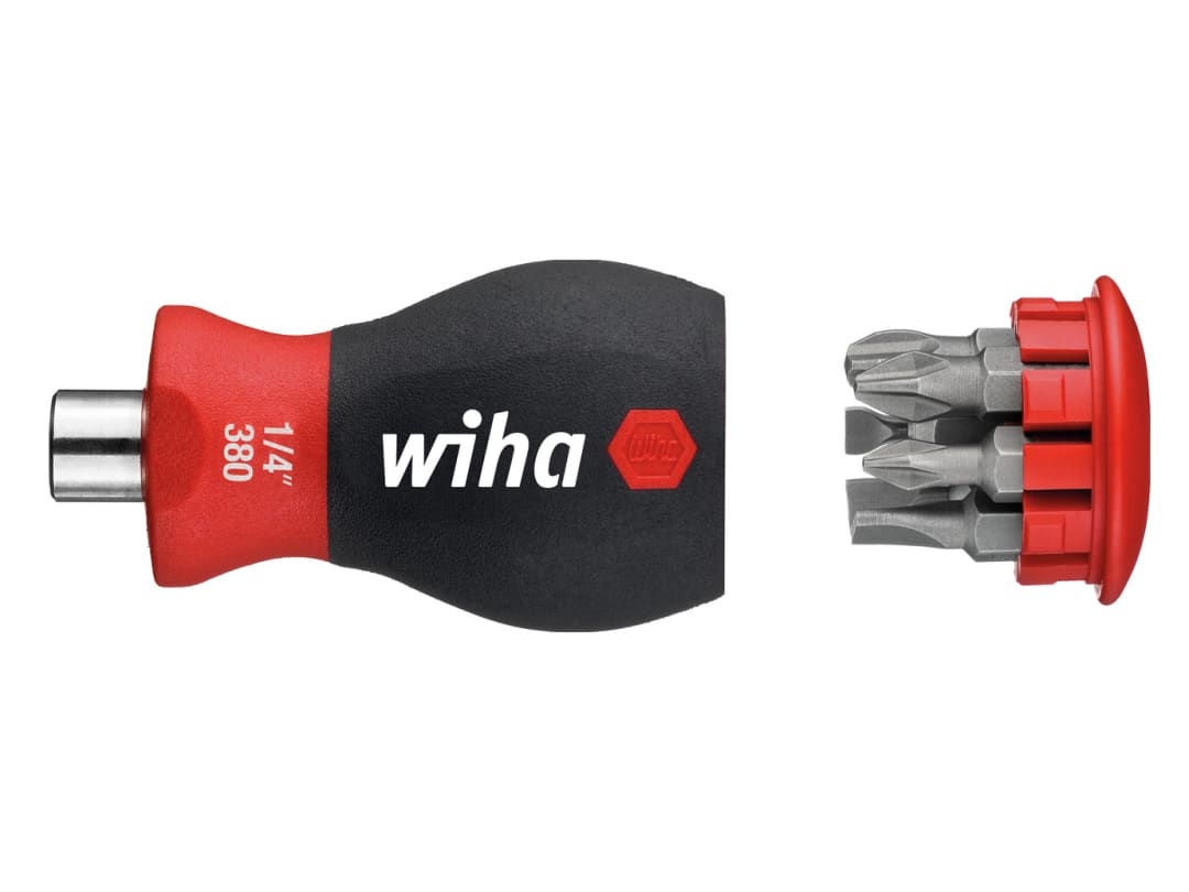 Wiha Magnetic SoftFinish® Stubby Screwdriver with Bit Magazine (SL, PH) 33738