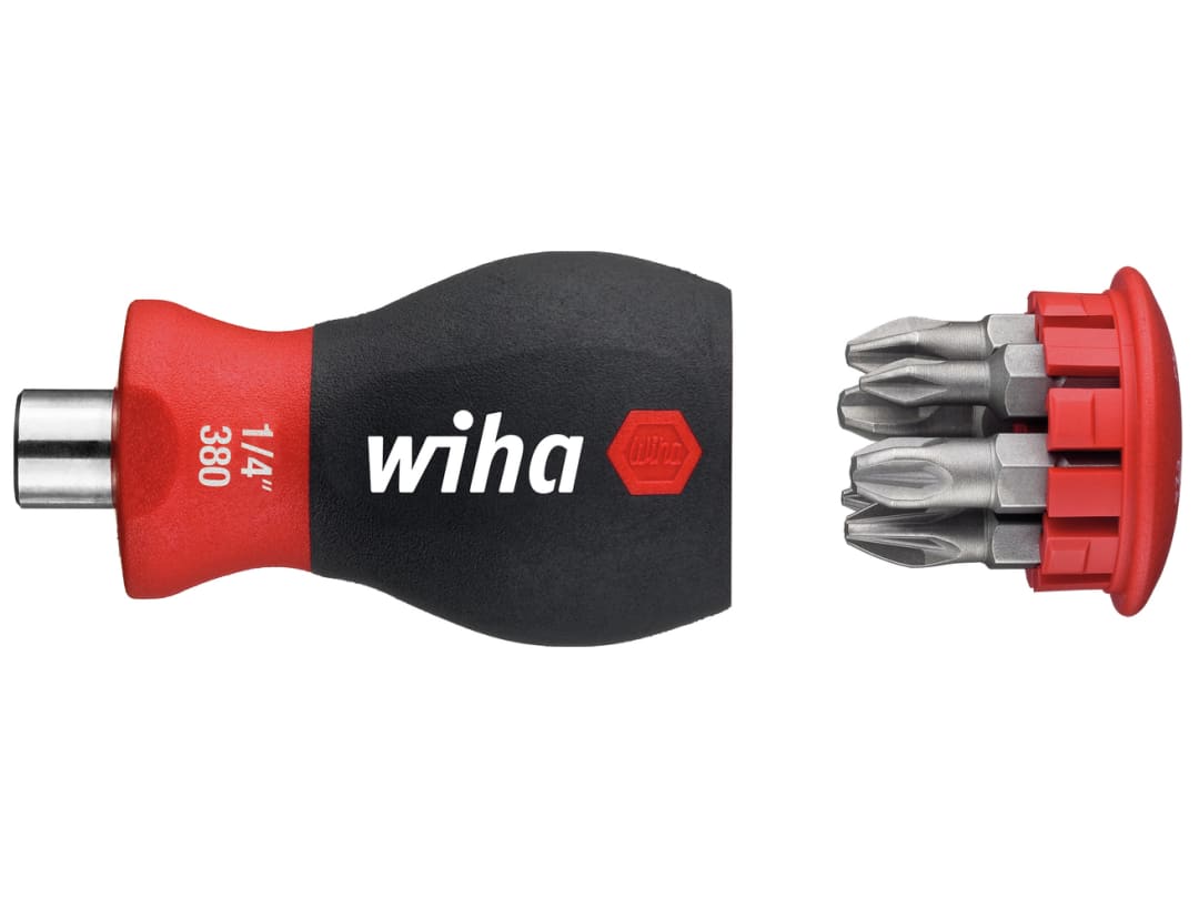 Wiha Magnetic SoftFinish® Stubby Screwdriver with Bit Magazine (PH, PZ) 33741