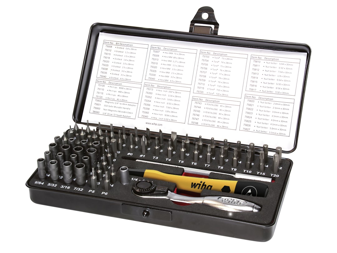 Wiha ESD Micro-bit Set, 66 Piece (inc. Case) 39971